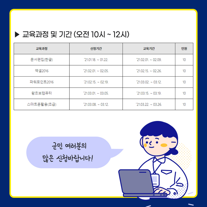 1.군민들의 디지털 역량강화 교육을 위해 주민정보화 교육 실시